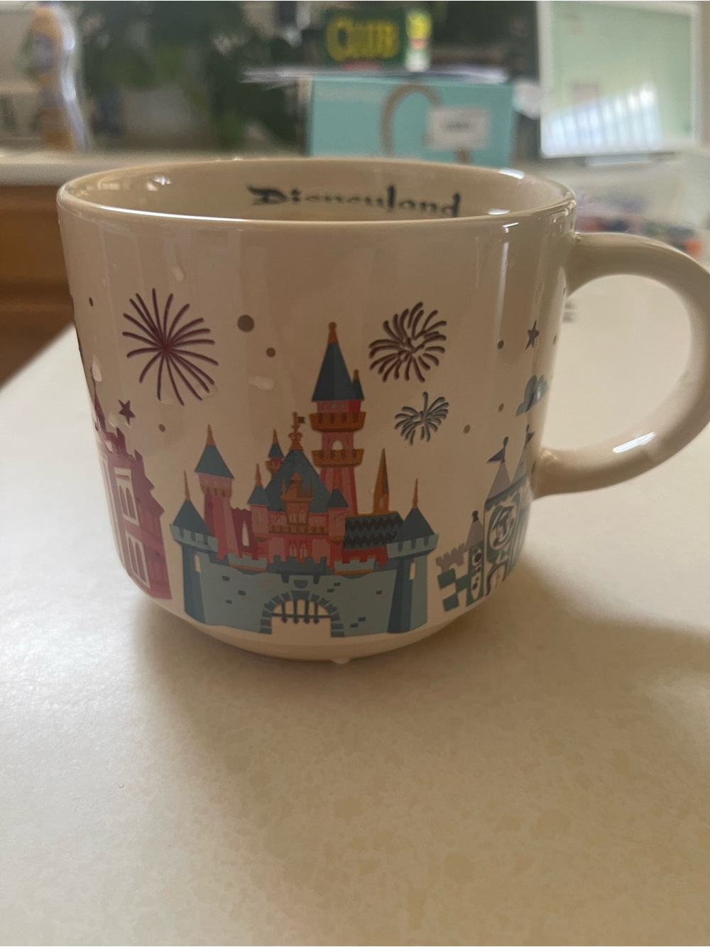 Disney Cream Mug with Navy Castle Silhouette